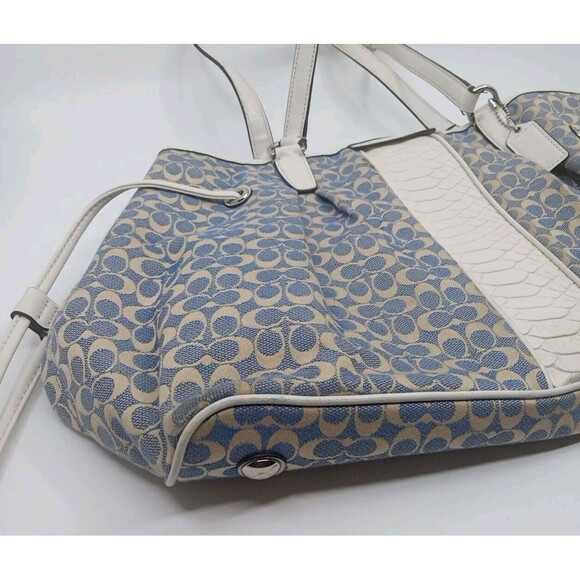 COACH SIGNATURE Jacquard Leather Drawstring Carryall  A1457-F28932 Snakeskin - Picture 2 of 10